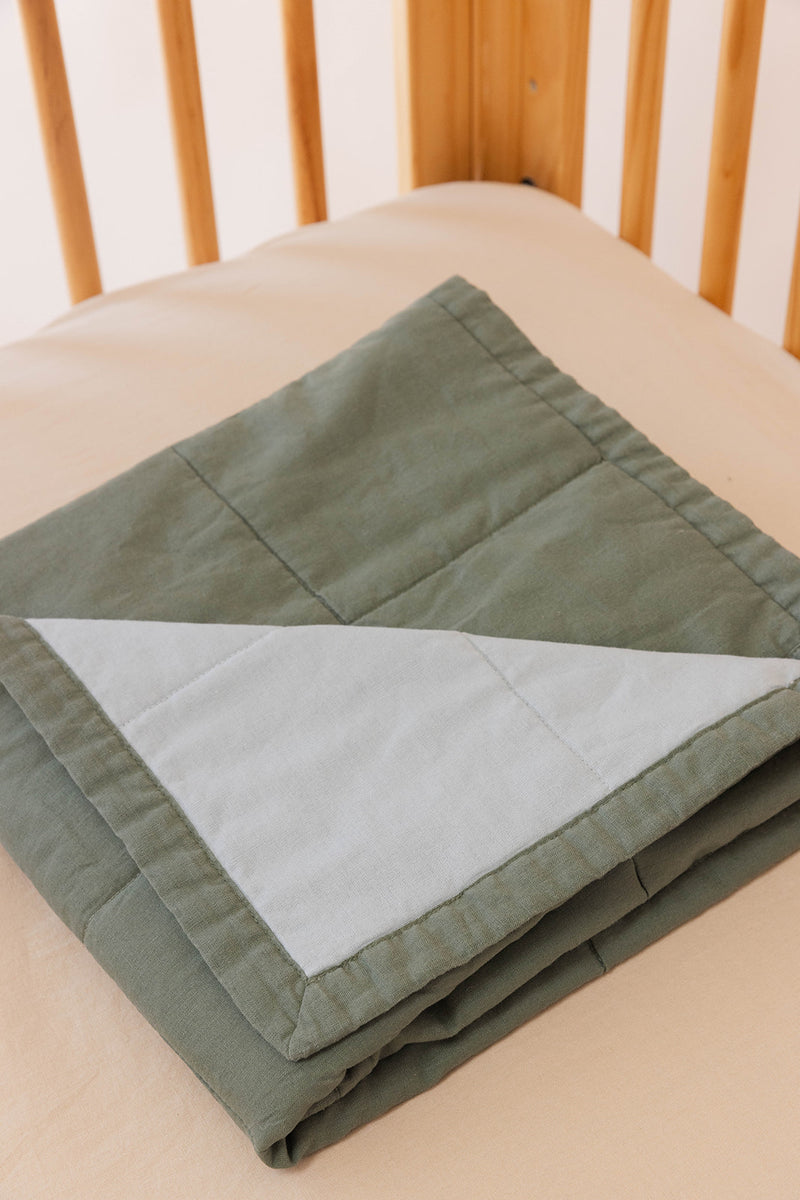 Acadian/Dove - Linen Quilted Blanket