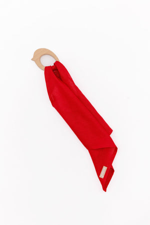 Cherry Linen + Maple Ring Teether