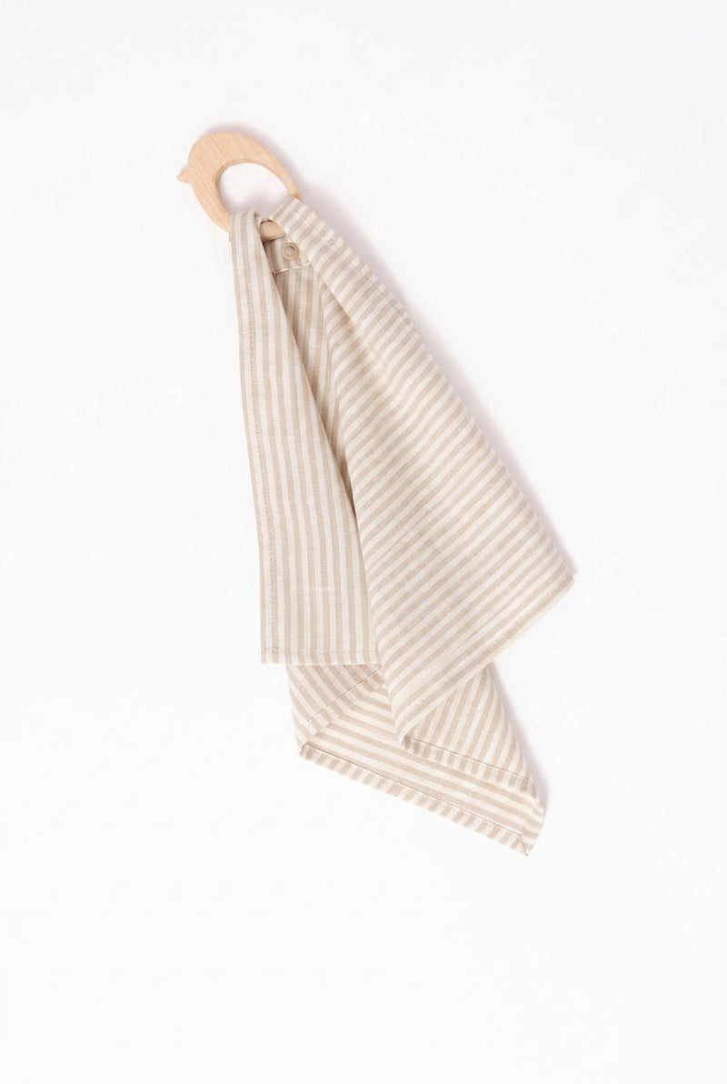 Swan - Linen + Maple Ring Teether