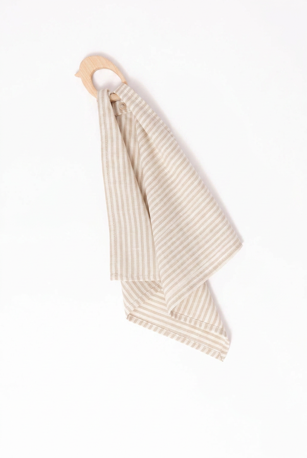 Swan - Linen + Maple Ring Teether